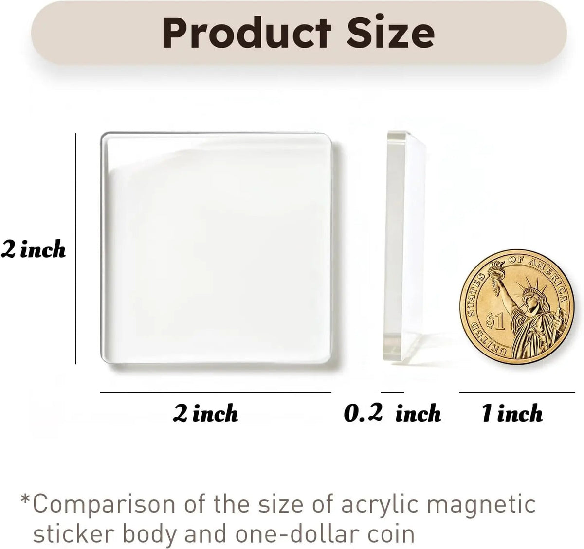 2x2 Clear Acrylic Magnetic Photo Frames DIY Fridge Magnets with Adhesive Backing